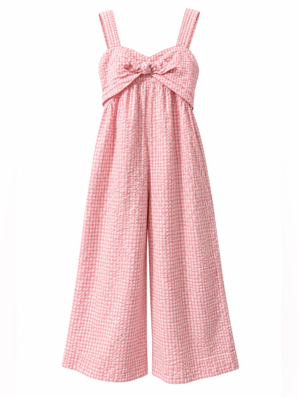 Hope & Henry Girls Size 8 Pink Gingham Seersucker Jumpsuit Organic Cotton